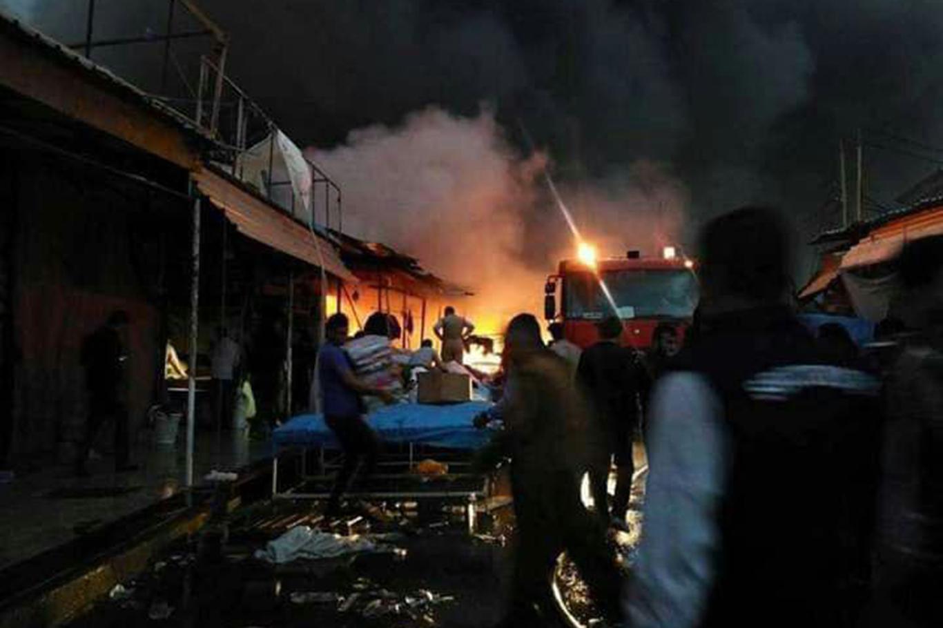 Erbil'de büyük yangın: Bin 200 iş yeri kül oldu